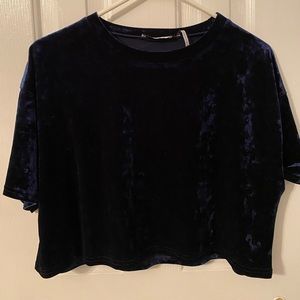 Navy Velvet Crop Top